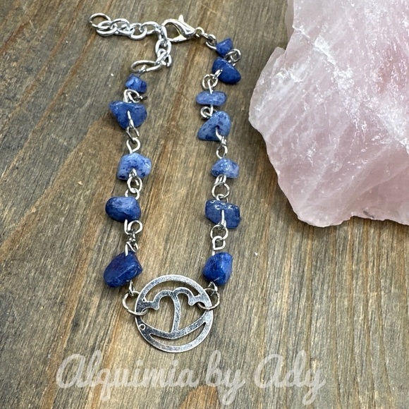 Untreated sapphire beaded tennis adjustable bracelet - Picture 1 of 2
